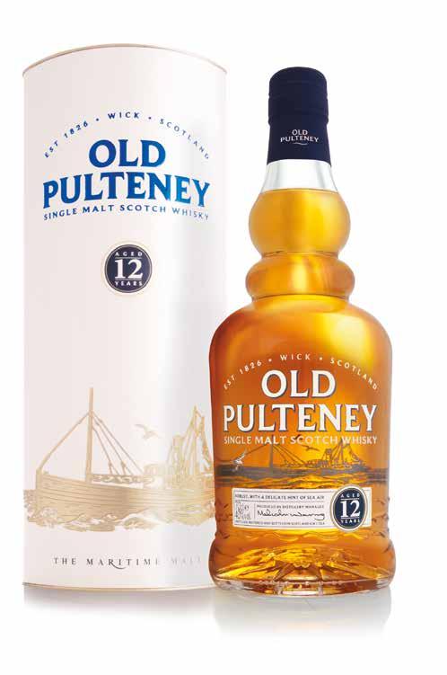 OLD PULTENEY 12 YEARS 70 cl 40 Vol% Lagrad i tolv år på bourbonfat, first- och second-fill, med en medel till hög intensitet i doften, torr och med inslag av hav.