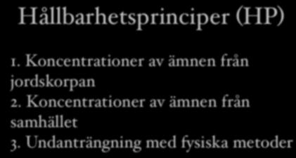 Naturen Hållbarhetsprinciper (HP) Ekologisk hållbarhet Social hållbarhet HP1 HP2 HP3 Samhället HP4 HP5 HP6 HP7 HP8 Ekonomisk hållbarhet 1.