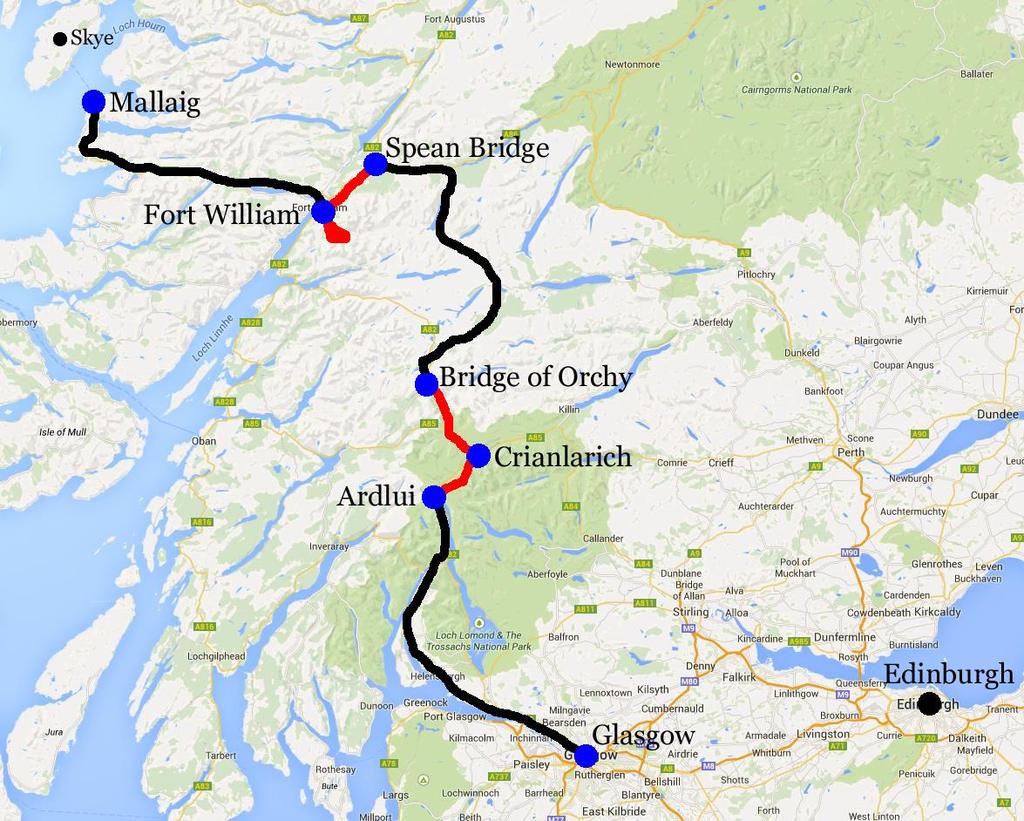 West Highland Line, vandring och tåg, Glasgow Mallaig, 7 nätter 7(7) West Highland Vandring och Tåg West Highland Way invigdes 1980 och är Skottlands populäraste vandringsled.