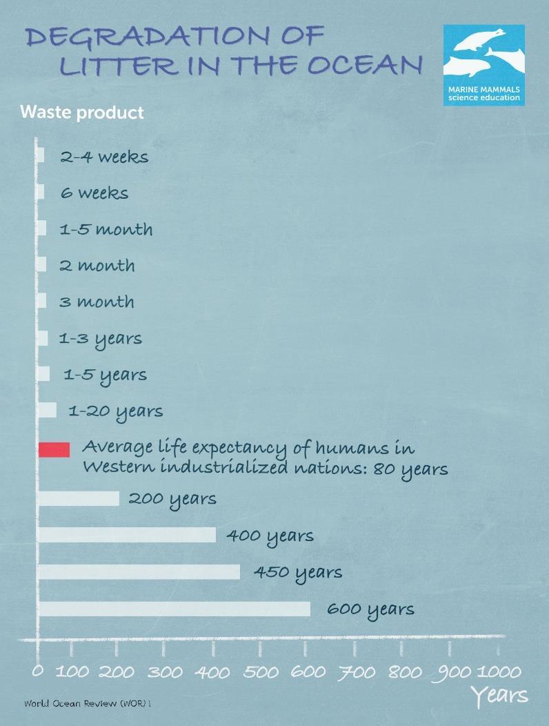 5. Hur lång tid tar det för plastpåsar eller fiskelinor att brytas ner? Vi ifrågasätter knappast det faktum att vi använder plast.