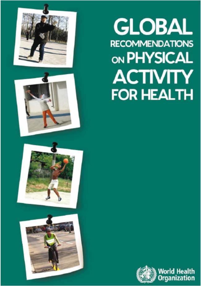 WHO:s rekommendationer för fysisk aktivitet till Vuxna Minst 150 min vardagsmotion per vecka (eller 75 min ansträngande träning) Med sikte på 300 min