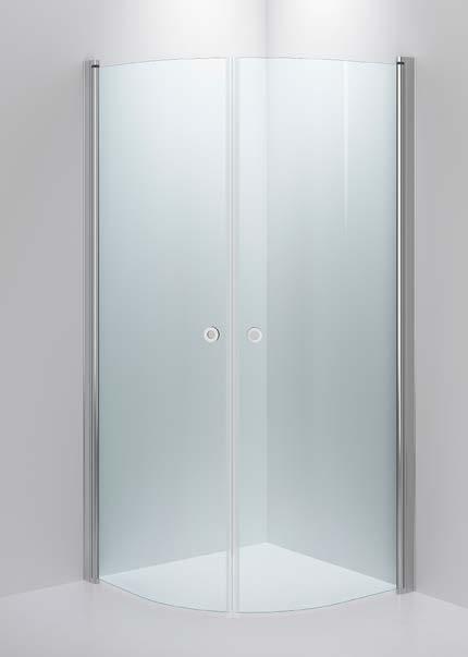 Duschdörrar i klarglas, svängda dörrar Profiler i blankpolerad krom STORLEK PÅ DUSCH Mått på duschväggar varierar mellan