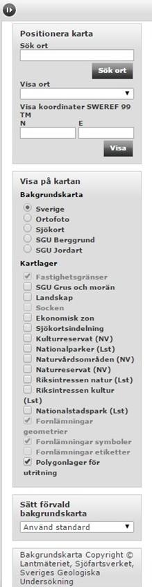 Kartinställningar (3) och Sök ort, där skriver du in ortens namn, se vidstående bild. Tryck på Kartinställningar (3) i övre verktygsraden.
