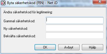 45(45 Se till att enbart kortet som skall låsas upp finns i kortläsaren. Högerklicka på Net-ID ikonen längst nere på den blå listen. Välj Byta säkerhetskod (PIN).