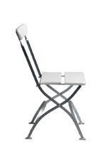 45 cm ca 8 kg Fällbar Bilden visar varmförzinkad och svart stol Bilden visar oljad ek med elförzinkat stativ och vitlackad ek med