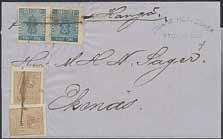 200:- 191 10 24 öre orange. Prakt-/LYX-stpl ENGELHOLM 5.9.1871. 300:- 192K 10 3 24 öre på större del av brevomslag i sjätte viktklassen, vackert stämplat UDDEVALLA 28.12.1866, sänt till Jönköping.