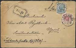 g.a. placeringen. F 3000 * 500:- 226 25e 30 öre brun, slätt tryck. LYX-stämplat NORRTELJE 16.12.1873. Vhtt. 300:- 227 25f 30 öre svartaktigt brun, slätt eller kornigt tryck. Praktstämplat WADSTENA 13.