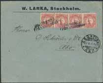 27 on Estonian stamps 2 10 M, together with boxed cancellation FRÅN ESTLAND, on cover sent to Sweden. Arrival pmk STOCKHOLM 1.TUR 28.11.27. 1.000:- ESTONIA Tallinn-Stockholm route.