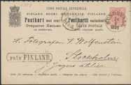1888, on Finnish stamp 25 p Coat of Arms type m/75, together with boxed cancellation FRÅN FINLAND, on cover with content dated Åbo 18 Okt 1888, sent to Sweden. Arrival pmk STOCKHOLM 1.TUR 20.10.1888. Very fine.