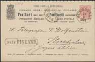 1888, on Finnish stamp 25 p Coat of Arms type m/75, together with boxed cancellation FRÅN FINLAND, on cover with content dated Åbo 18 Okt 1888, sent to Sweden. Arrival pmk STOCKHOLM 1.TUR 20.10.1888. Very fine.