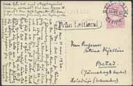 0:- 1189K 235, 236 LATVIA Riga-Stockholm route. Swedish circle cancellation STOCKHOLM 1 21.8.36 together with boxed cancellation FRÅN LETTLAND, on cover with 2-fold postage franked with Latvian stamps 1+20+35 s (only cancelled with blue 1190K bke7 chalk), sent to Denmark.