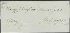 1837, typ 4 i praktavtryck på brevomslag (ngt skört och delvis sprucket i vikningen) sänt till