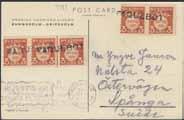 which three covers sent to USA and one postcard sent to Sweden. (4).