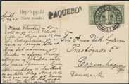 300:- 1241K DENMARK-FINLAND Finnish single line cancellation FRÅN UTLANDET on two Danish postal items sent to Finland 1894, incl. one carelessly opened cover. (2).