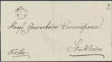 1852, typ 3 i svart praktavtryck på brevomslag sänt till Stockholm.