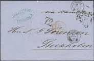 UTSTÄLLNINGSOBJEKT.. 5.000:- 93 94 95 96 93K Italien. Obetalt brev sänt från STOCKHOLM 5.9.1862 till Livorno. Stämplar bl.a. HAMBURG KSPA(D) 10/9 1862 och SUEDE-QUIEVRAIN AMB.