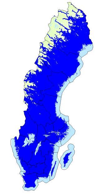 Figur 1 geografisk representation av områden där man normalt befinner sig För uppföljning av målet definieras en stabil uppkoppling av god kvalitet som kan användas utan avbrott och med tillräcklig