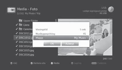 Medielista Svenska Redigera filer Radera, flytta och döpa om fotofiler eller skapa nya mappar fungerar på samma sätt som i videolistan. Se Använda videolista > Redigera filer.
