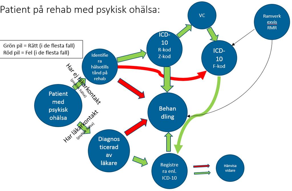 Diskussion Kartläggning av komplexiteten avseende diagnostisering av patienter med psykisk ohälsa: När patienten kommer till rehabmottagningen med psykisk ohälsa och rehab väljer att behandla