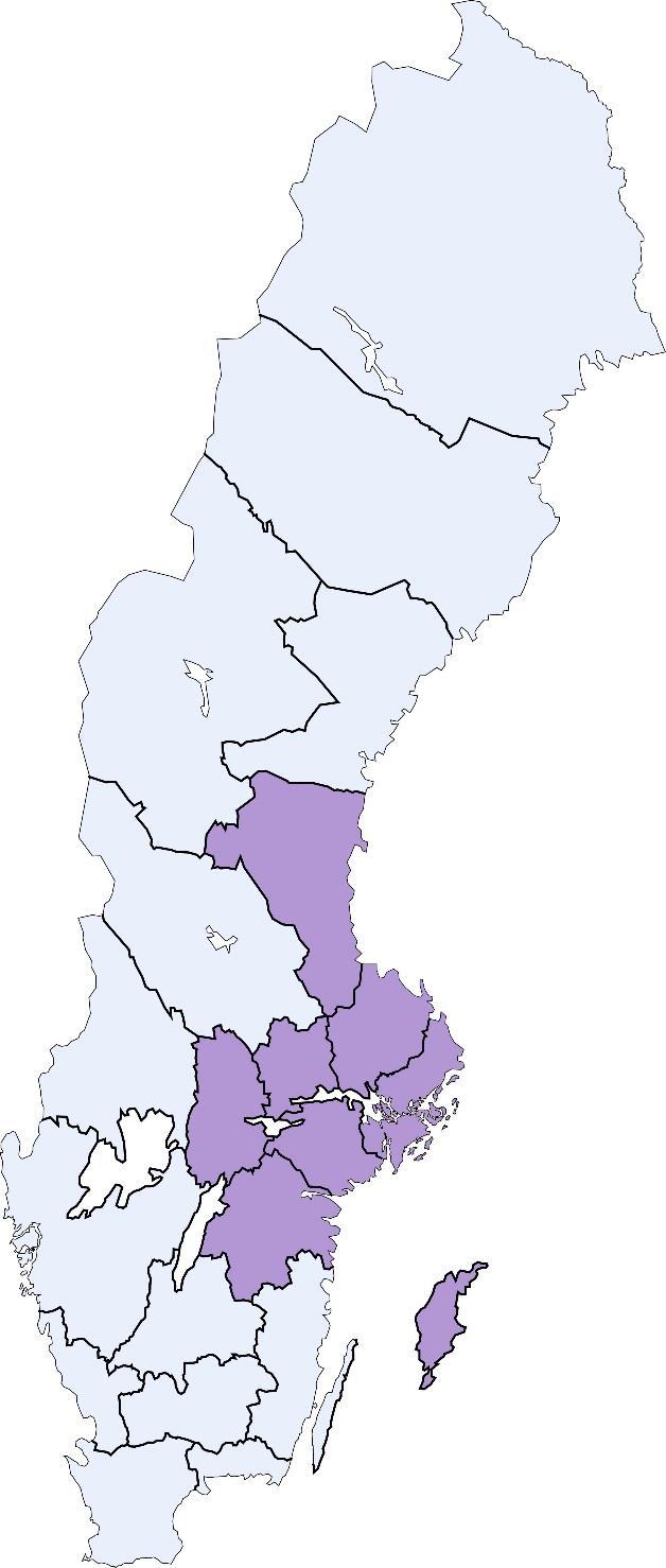 Produktionen i östra Mellansverige Norrbotten Gävleborg Uppsala Västmanland Örebro Östergötland Södermanland Stockholm Gotland Västerbotten Jämtland Västernorrland