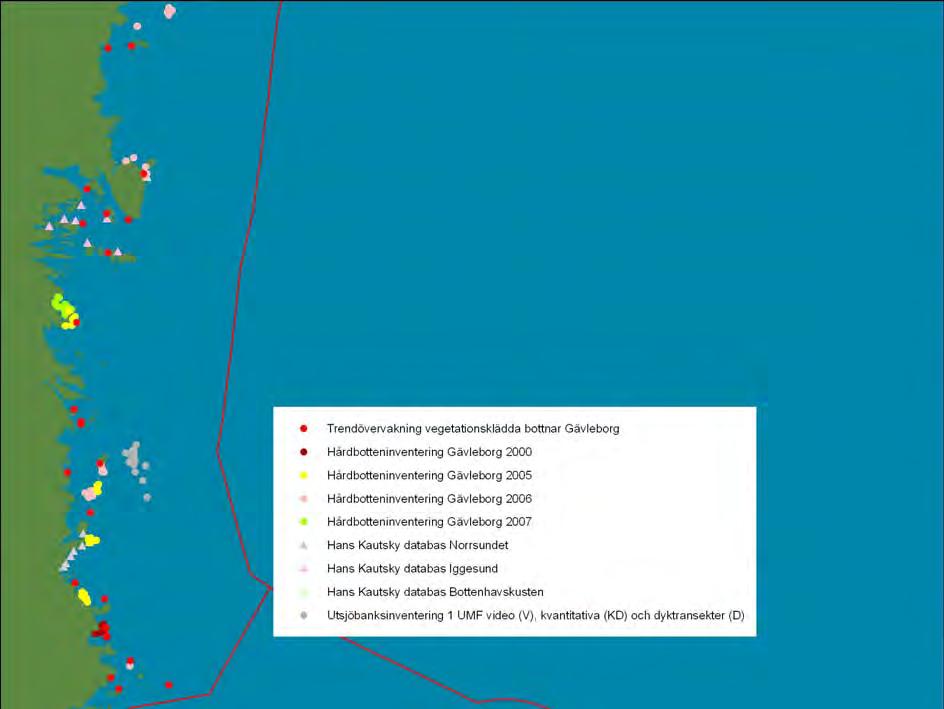 Gävleborgs län Figur 4 Karta över lokaler inom undersökningar i Gävleborgs län. Endast lokaler med data tillgängliga för projektet visas.