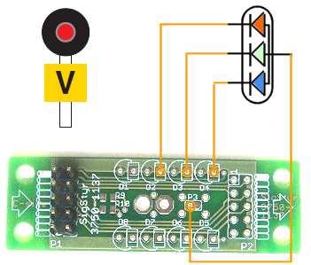 Sid 26 av 82 Signalstolpen löds på signalkortet som har hål för stolpen och signalens anslutningstrådar kopplas in på signalkortet.