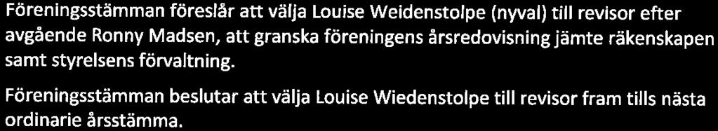 Beslut om ansvarsfrihet ät styrelseledamöterna Färeningsstämman beslutar att ge styrelseledamöterna ansvarsfrihet. 9.