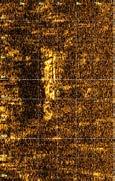 950575 Högst sannolikt en struktur som resultat av eroderat bottensediment. Dokumenterat med scanning sonar.