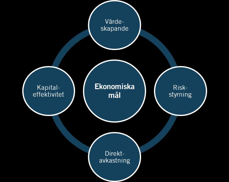 Syfte med ekonomiska mål Säkerställa värdeskapande genom att styrelse och företagsledning arbetar mot långsiktiga, ambitiösa och realistiska mål Hålla bolagets finansiella risk på en rimlig nivå