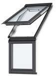 enkel fönsterputsning Topphängt Topphängt övre Öppningsbart nedre Fast nedre Takfönsterkupa Takbalkong CABRIO Takterrass 15-55 Utvändig aluminium (RAL 7043) Utvändig