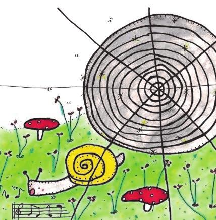 Babyrytmik 1/10 Barnteater Snigelsång och spindelspår I Sagofén Isadoras trädgård växer det äppelträd, blommor och gräs.