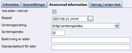 Inställningar Här väljer du en boxbild som ska visas på startsidan om du kopplar sidan till en box. Mer om uppladdning av bilder finns att läsa i avsnittet Bildhantering i Image Vault.