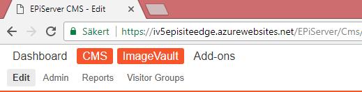 Appendix I, koppling till EPiServer 22. Start För att kunna använda kopplingen mot ImageVault behövs ett konto i EPiServer med redigerings-behörighet.