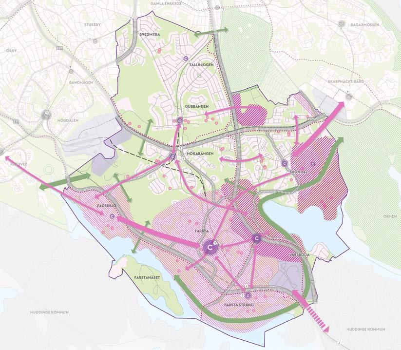 nya stadskvaliteter som ger ökad orienterbarhet och en mer levande stadsmiljö. Det skulle också innebära ett positivt nyttjande av det goda serviceutbudet och kollektivtrafiknära läget.