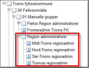 Exempel 5 Områdesadministratör väljer skola (Flexiadmin) Det sista exemplet i visar hur en person som hjälper flera skolor i en region med administrationen av Fronter kan välja en eller flera av