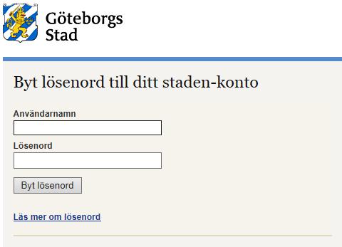 Jag kan mitt lösenord och vill byta till ett nytt Klicka här. Ett nytt fönster öppnar sig.