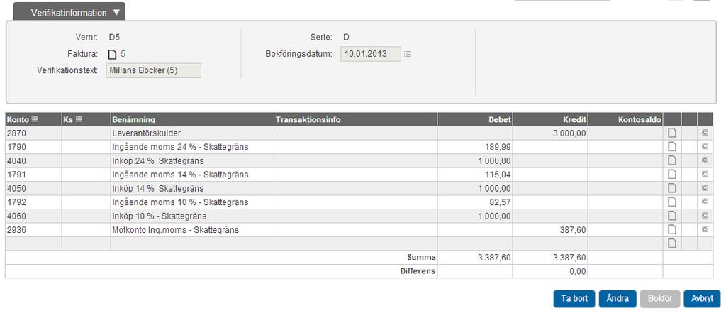 Verifikatet som skapas ser ut så