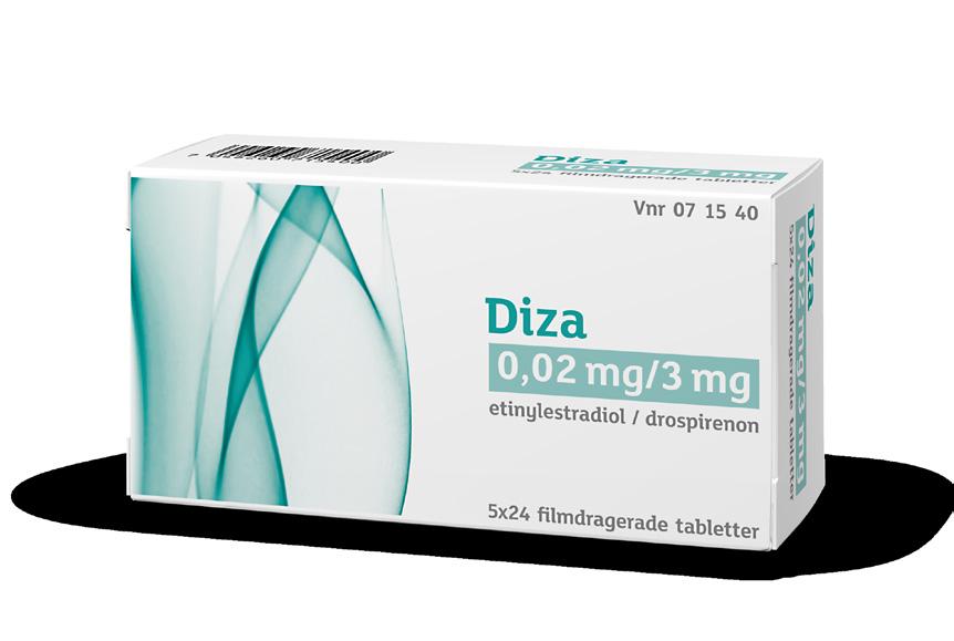 Diza förpackningsinformation Att blöda när det passar dig OBLIGATORISK FAS 24 dagar FLEXIBEL FAS högst 96 dagar TABLETTUPPEHÅLL endast 4 dagar Obligatorisk fas Flexibel fas Tablettfri fas En