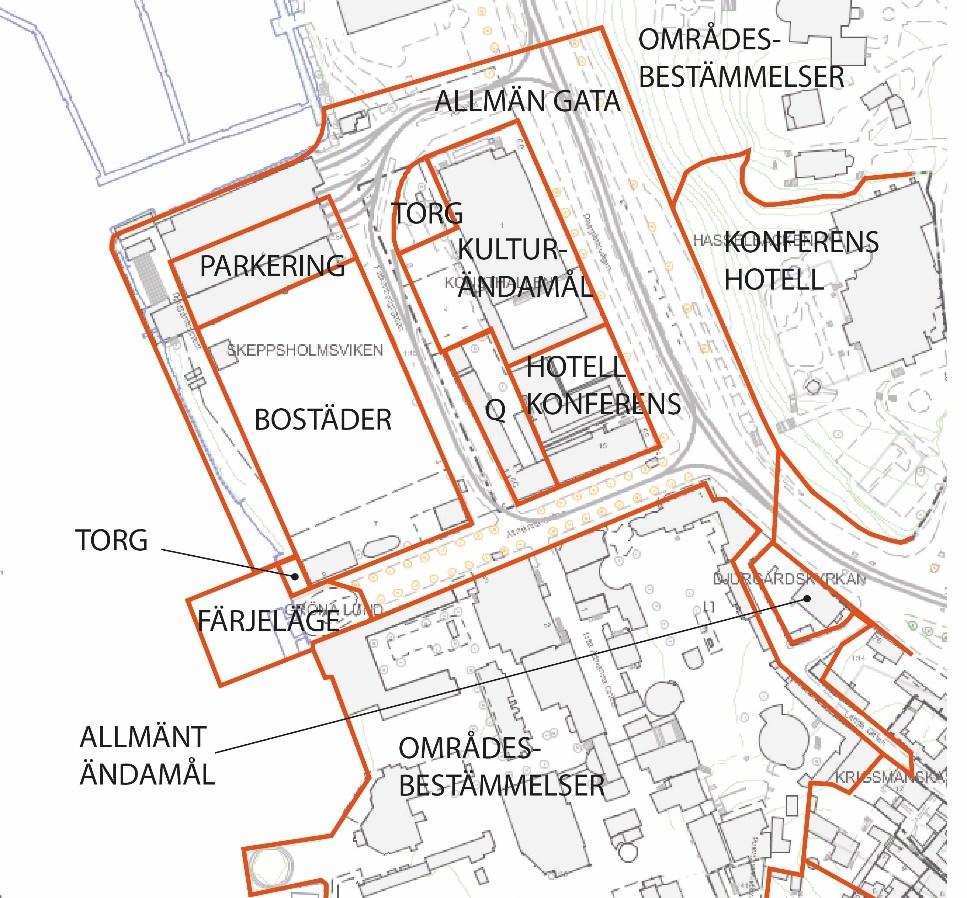 Sida 10 (38) höjd av 12 meter. En ändring av stadsplanen gjordes 1934 (PL1481) genom vilken det för kvarteret Skeppsholmsviken blev tillåtet att inreda vind för bostadsändamål.