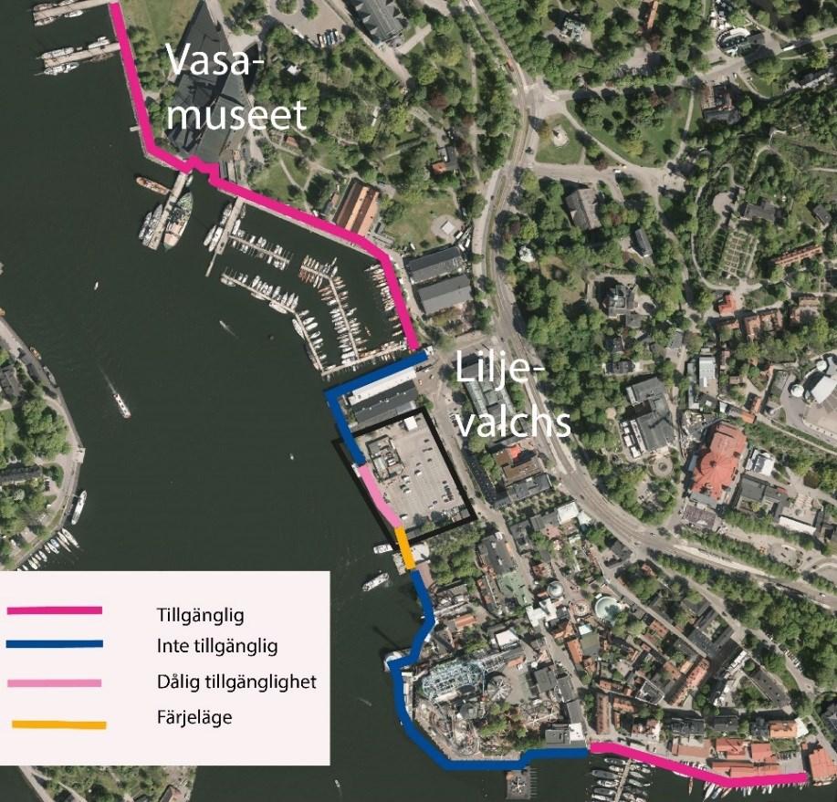 Sida 17 (38) Biltrafik Biltrafik kan ta sig till och förbi området via Djurgårdsvägen och Falkenbergsgatan eller Allmänna gränd.