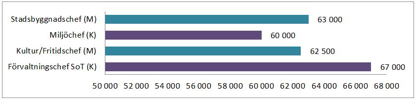 BAS-Intervall 750-799 Median Lönespridning Lägst Högst Grupp K M Total K M K M Förvaltningschef SoT 67 000 67 000 67 000 67 000 Kultur/Fritidschef 62 500 62 500 62 500 62 500 Miljöchef 60 000 60 000