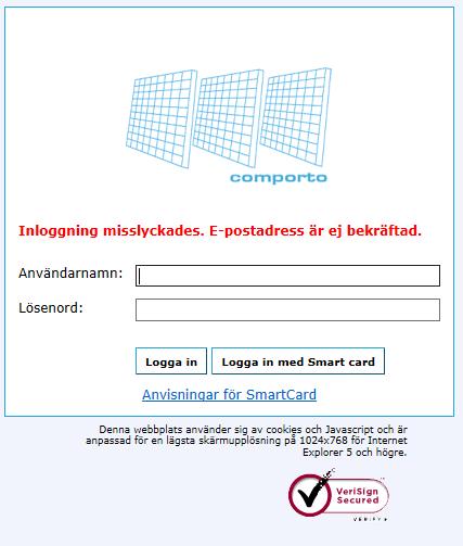 Får du följande felmeddelande: Du har inte bekräftat din epost, klicka på länken i det e-mail som skickades ut när