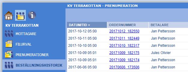 PRENUMERATIONSVY NÄR: Under fliken När väljer du när materialet för denna prenumeration skall levereras. Förvalt är dina Standardinställningar.