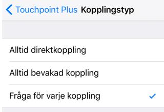 Inställning av Kopplingstyp