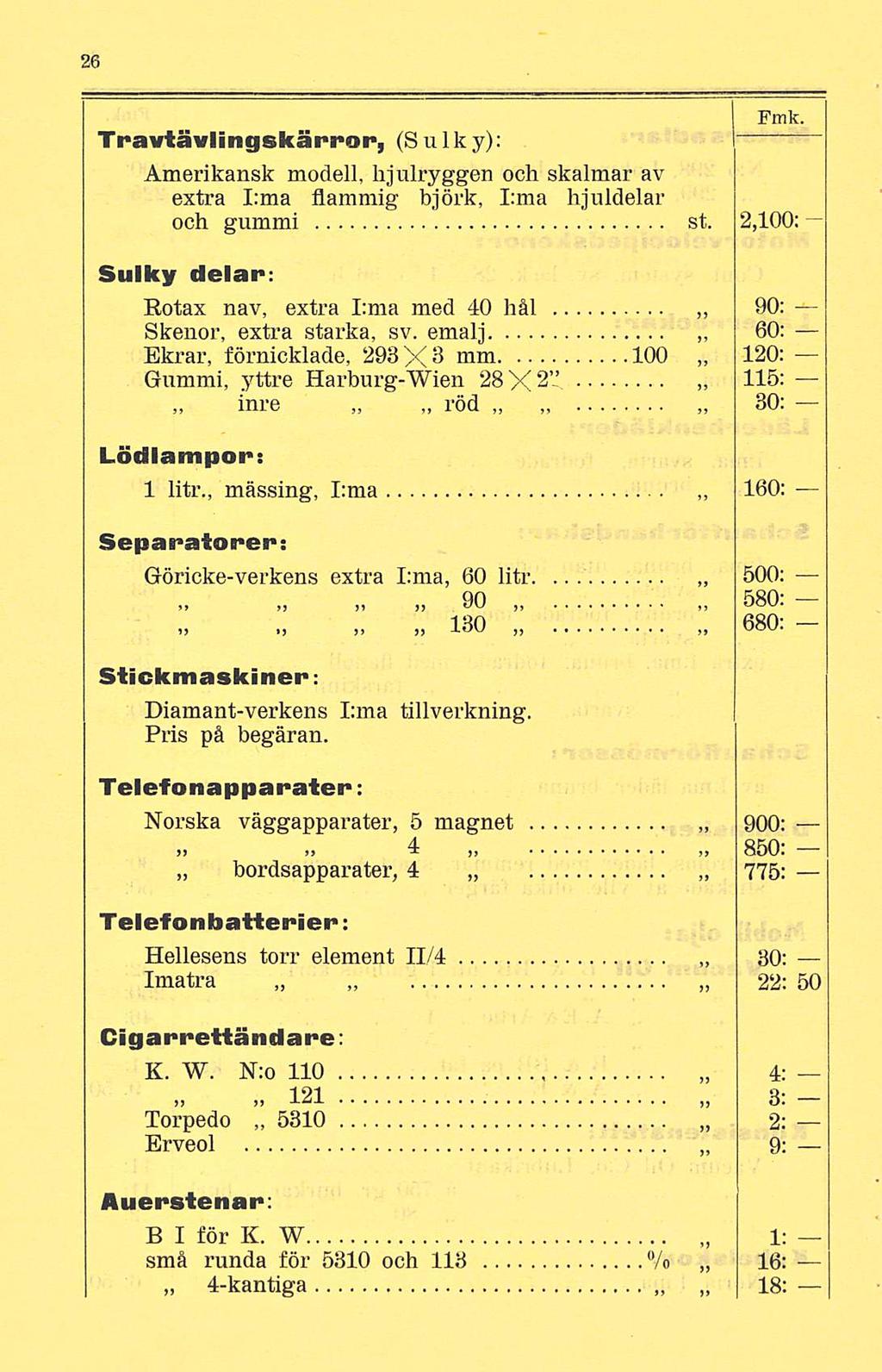 Fmk. Travtävlingskärror, (Sulky): Amerikansk modell, hjulryggen och skalmar av extra I:ma flammig björk, I:ma hjuldelar och gummi st.