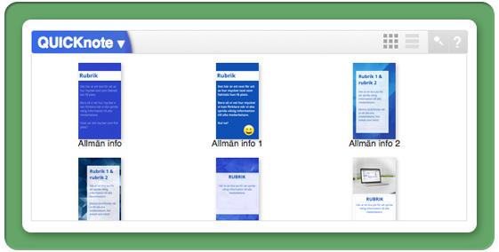 Publicera: QUICKnote QUICKnote är PLAYipp Platforms verktyg för snabb publicering. Publiceringen kan antingen göras via färdiga mallar eller genom att skapa en ny QUICKnote från en blank yta. 1.