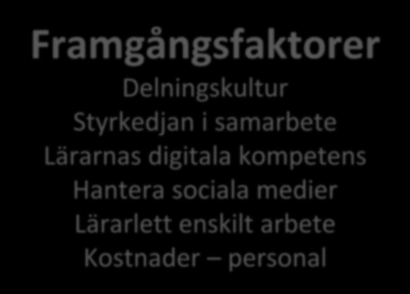 Forskning Framgångsfaktorer Delningskultur Styrkedjan i samarbete Lärarnas digitala