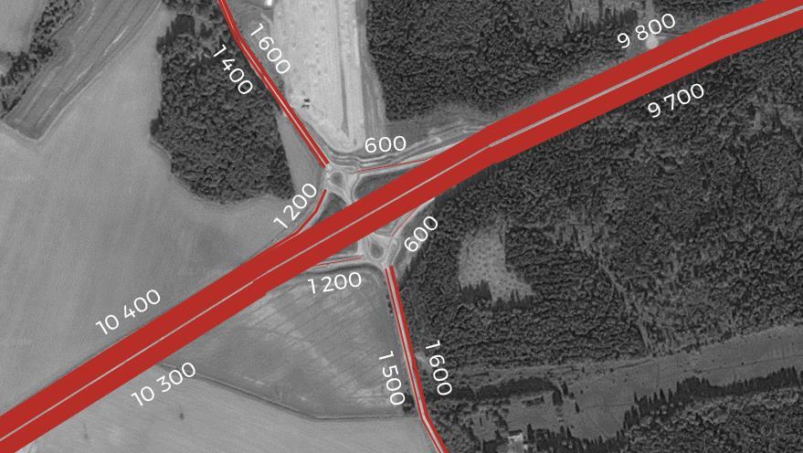 Framtida verksamhetsområde Figur 2. Dagens område. BILTRAFIK Biltrafikflödena på E18 mäts regelbundet av Trafikverket. Den senast tillgängliga mätningen är från år 2010 1.