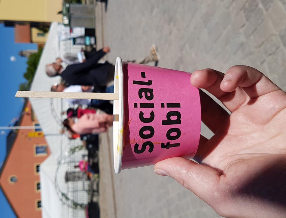 För att få en glass fick besökaren så genomdrevs också en kampanj i Sveriges Elevkårers psykiska hälsan i skolan. tält.