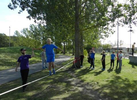 Vi hade även prova-på Acroyoga och slackline, som även familjen uppskattade.